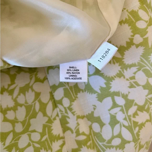 LOFT Light Green Floral A-Line Skirt and Silk Top - Picture 9 of 14